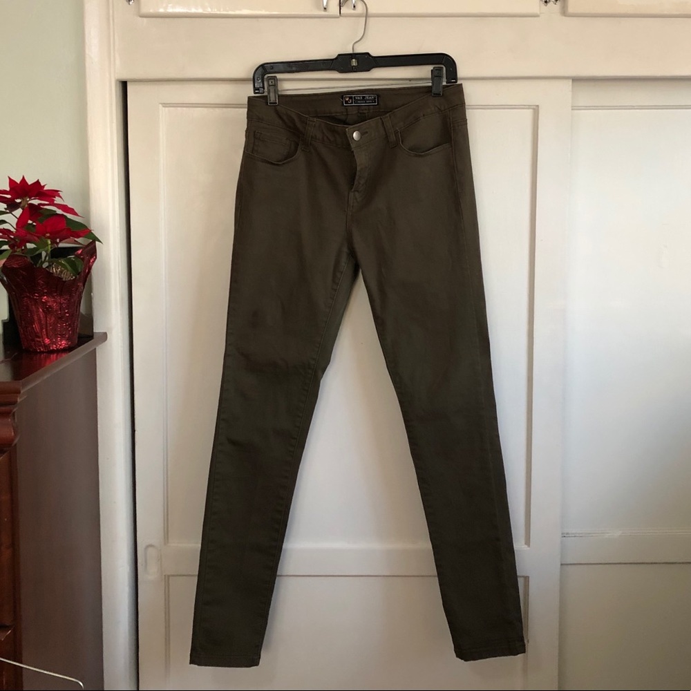 Army green skinny jeans
